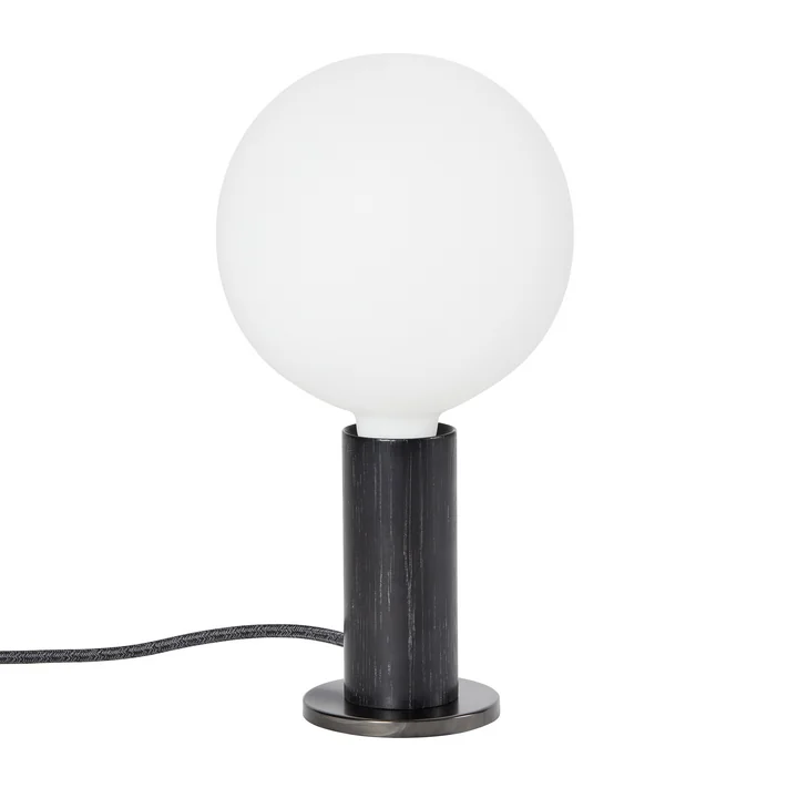 Oak Knuckle Table lamp, oak black / steel (limited edition) including Sphere IV LED bulb E27 8W, Ø 15 cm, white matt by Tala