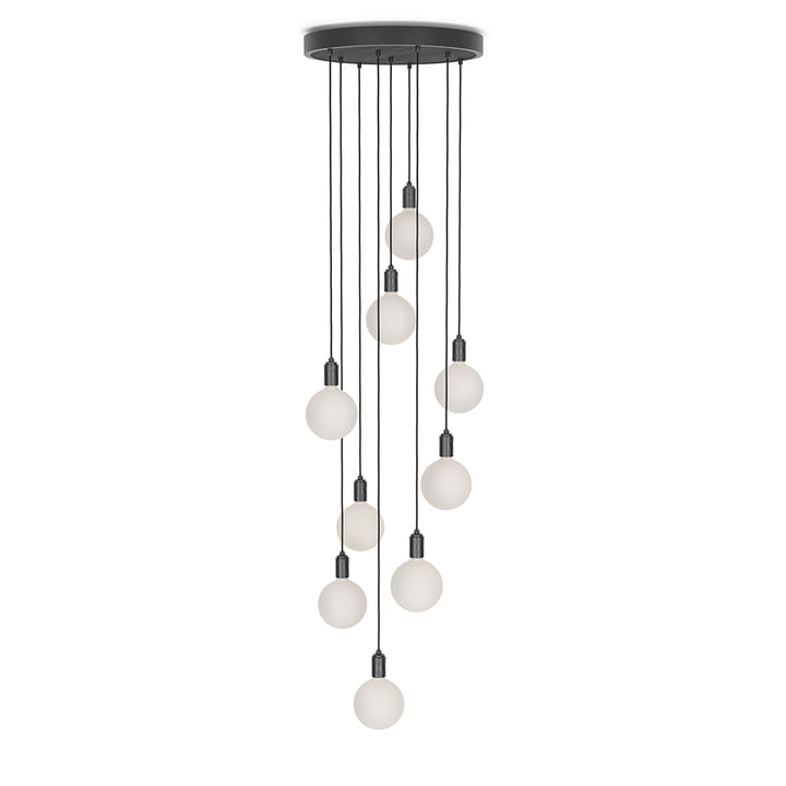 Tala - Graphite Nine pendant light set, including 9 x Sphere IV LED bulbs E27, black / anodized aluminum