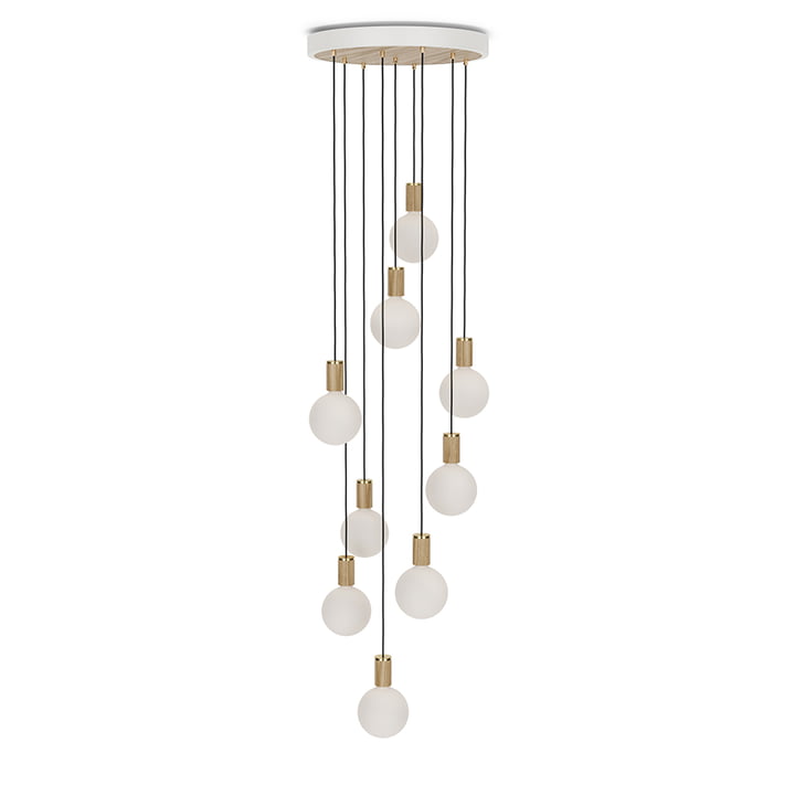 Tala - Oak Nine pendant light set, including 9 x Sphere IV LED bulb E27, white / brass