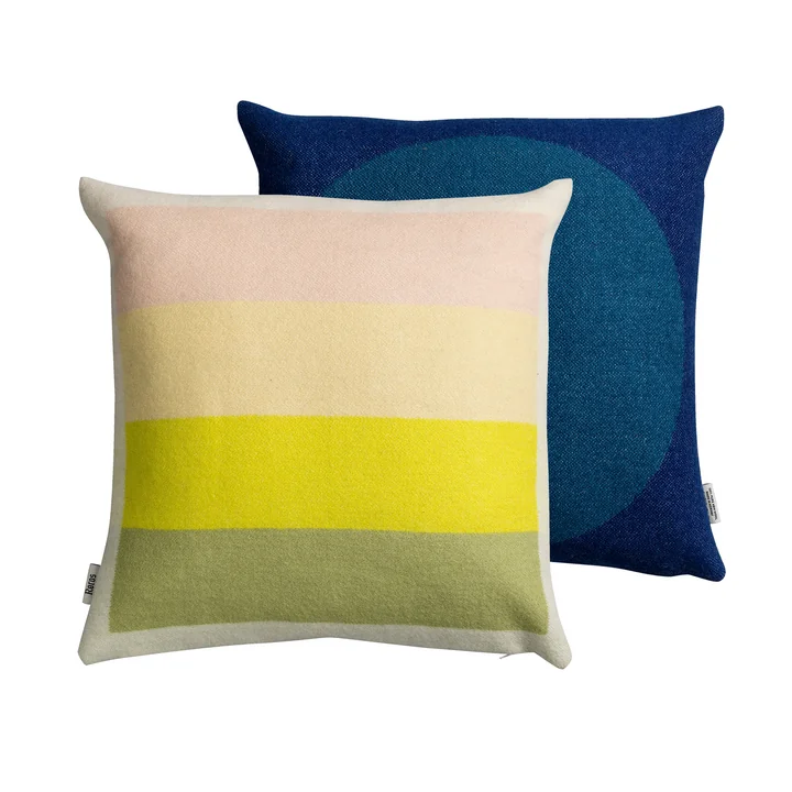 Åsmund Bold Cushion 50 x 50 cm, blue / yellow from Røros Tweed