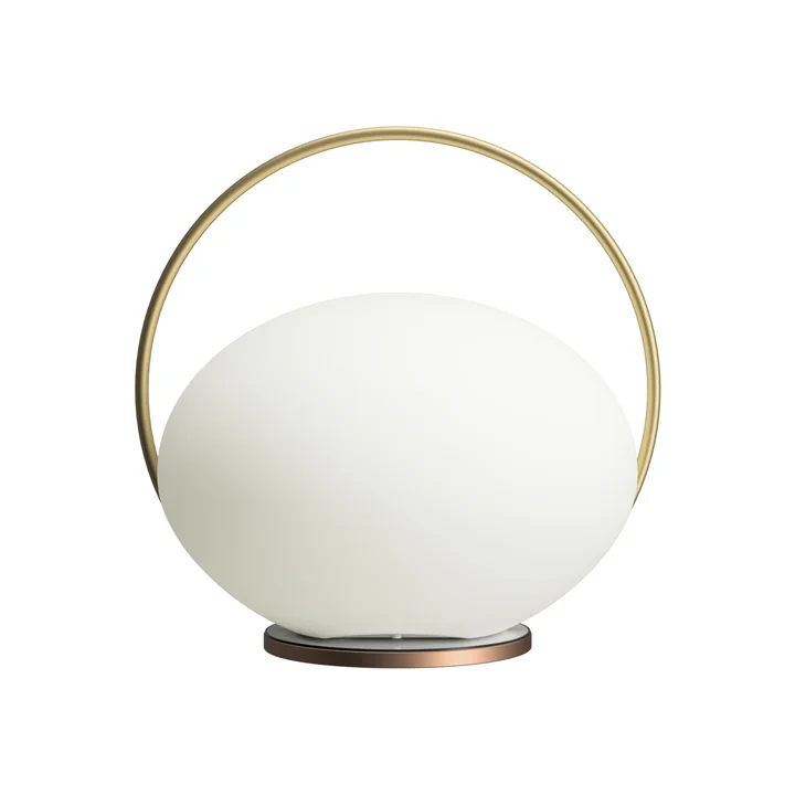 Orbit LED battery table lamp, Ø 19.5 cm, white / brass from Umage