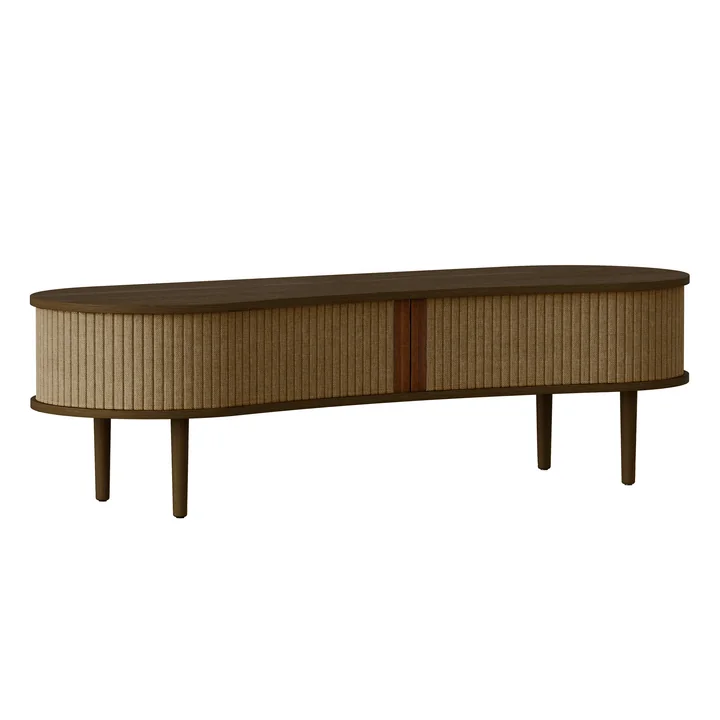 Audacious TV bench from Umage in the finish dark oak / sugar brown