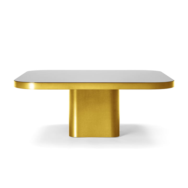 Bow Coffee table, No. 6, 70 x 100 cm, brass / glass top black from ClassiCon
