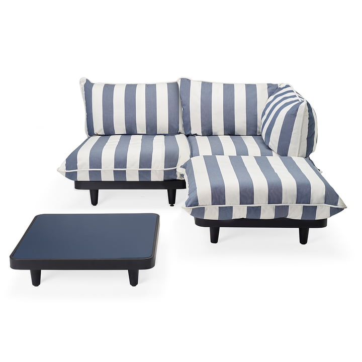 Fatboy - Paletti Outdoor Set, medium right stripe incl. table, ocean blue