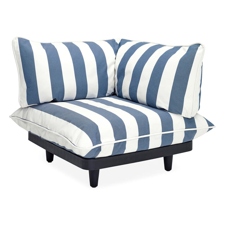right Paletti Outdoor -sofa corner module from Fatboy in the color stripe ocean blue
