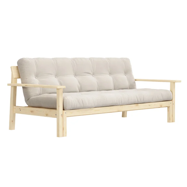 Unwind Sofa bed, natural pine / corduroy ivory (510) from Karup Design