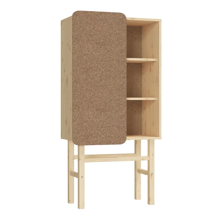 Slide Cabinet, with pinboard, pine clear lacquered by Karup Design