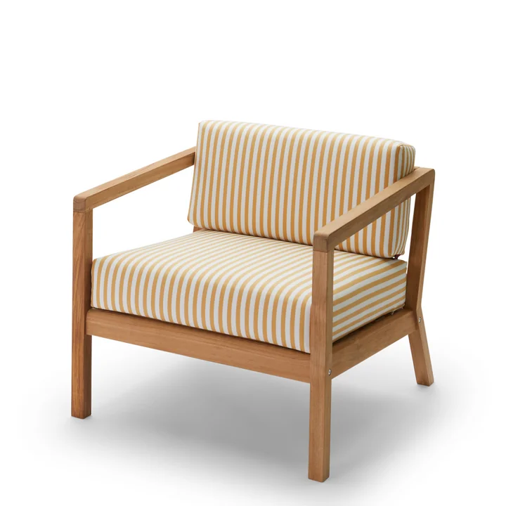 Virkelyst Armchair, teak / golden yellow striped (Limited Edition) by Sakgerak