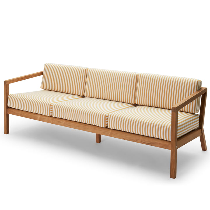 Virkelyst Sofa 3-seater, teak / golden yellow striped (Limited Edition) by Skagerak