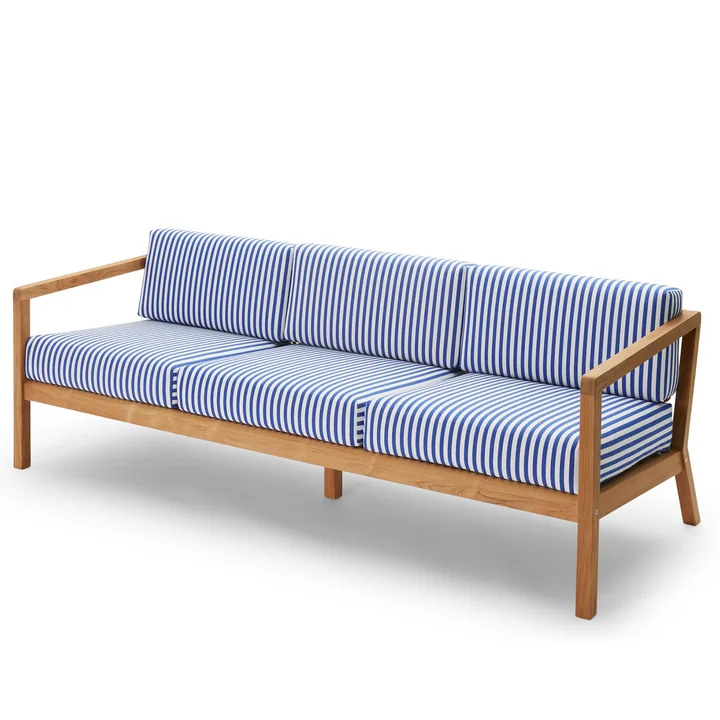 Virkelyst Sofa 3-seater, teak / sea blue striped (Limited Edition) by Skagerak