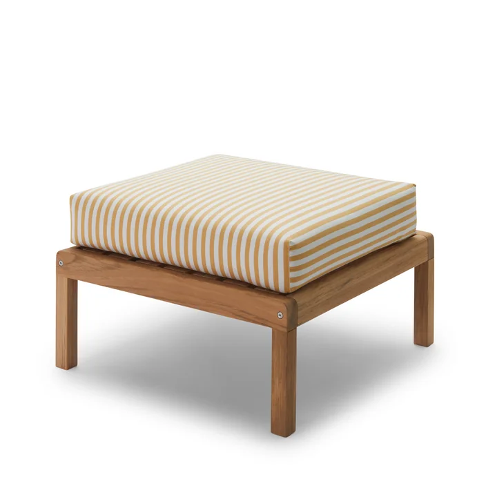 Virkelyst Pouf, teak / golden yellow striped (Limited Edition) by Skagerak