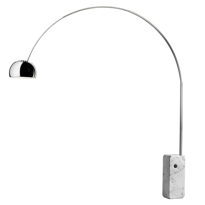 Arco LED floor lamp by Flos in stainless steel / white marble