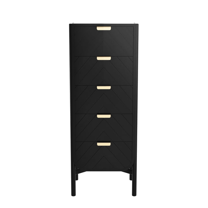 Marius Drawer chest, H 140 cm, oak black lacquered from Hartô
