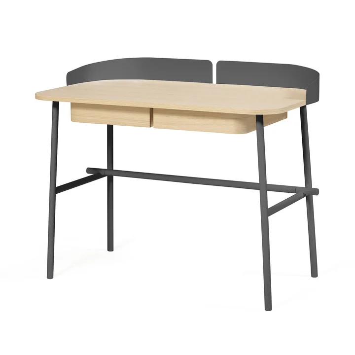Victor Desk L 100 cm, natural oak, metal slate gray of Hartô