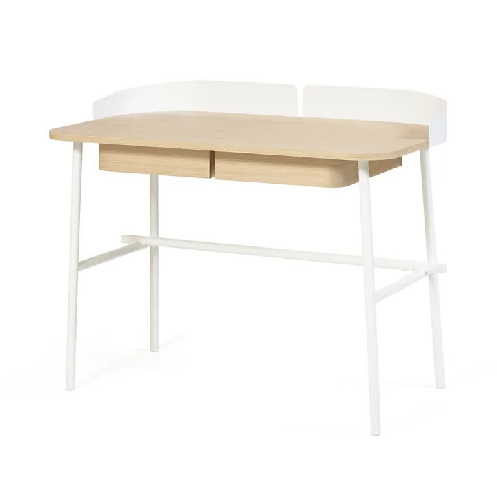 Hartô - Victor Desk L 100 cm, natural oak, metal white high gloss