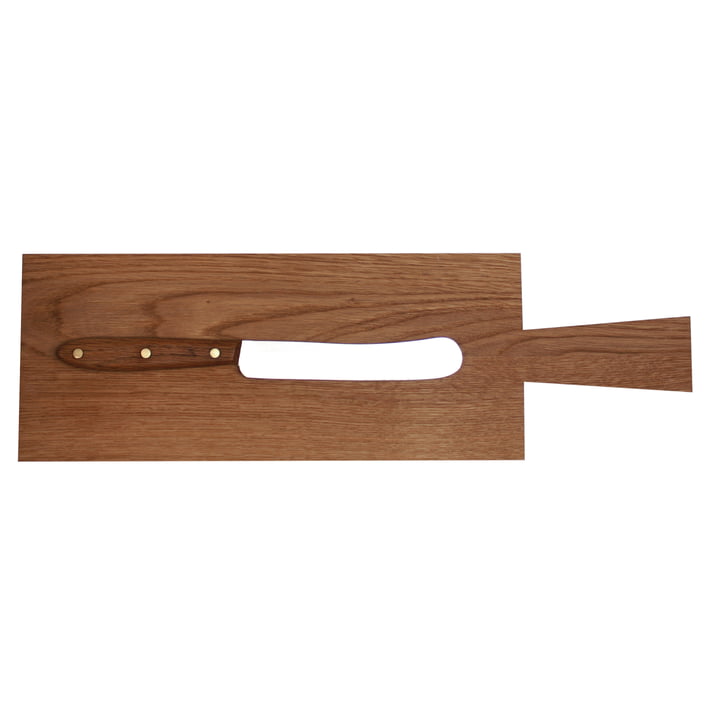 Cutting board with knife, oak light oiled (set of 2) by Raumgestalt