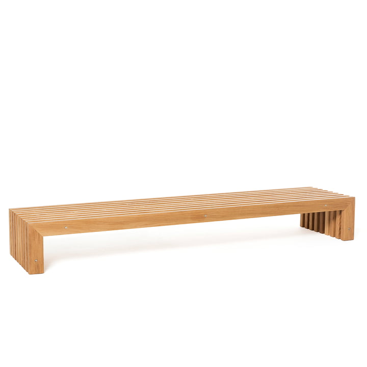 Low bench from oak slats, oak light oiled from Raumgestalt