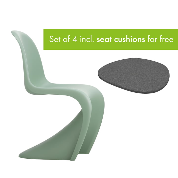 Panton Chair from Vitra in the version white incl. seat cushion in the version classic grey
