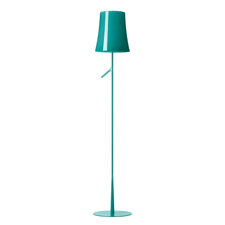 Birdie Lettura LED floor lamp with dimmer by Foscarini in aqua