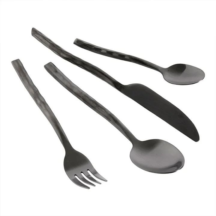 Uta Cutlery, 16 pcs, silk matt black from Muubs
