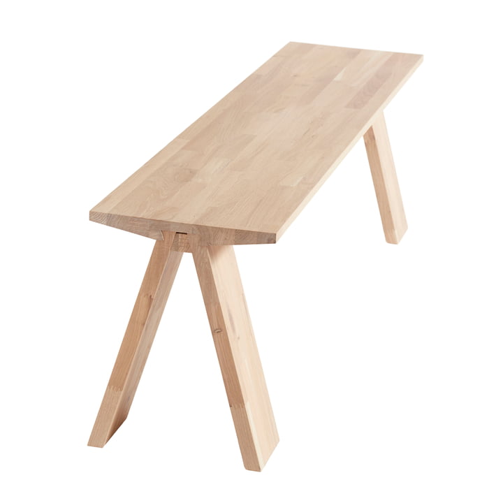 Angle Bench, 46 x 90 cm, natural oak, clear lacquered from Muubs