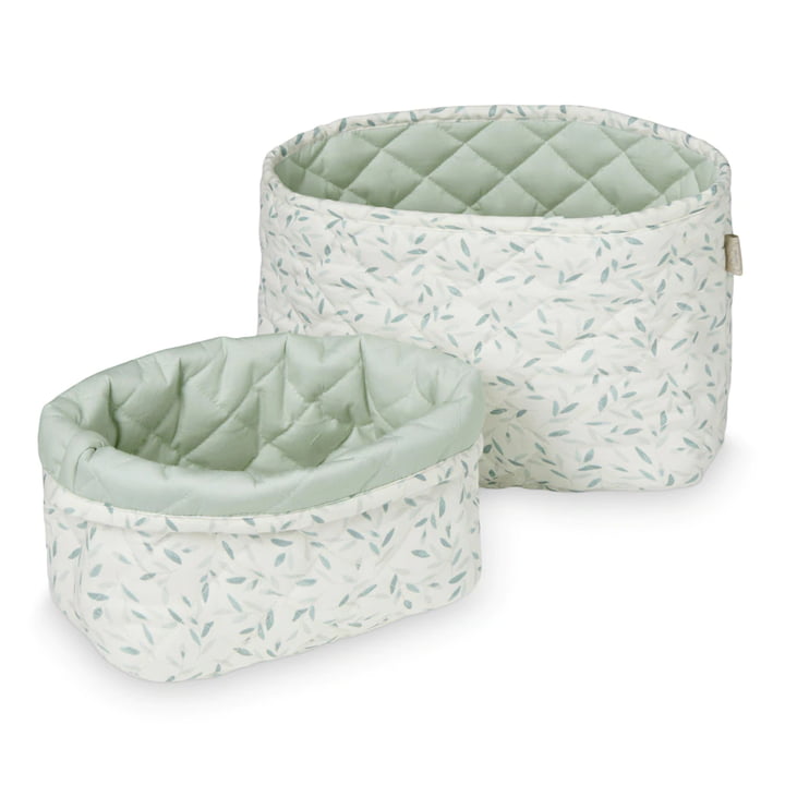 Quilted storage baskets from Cam Cam Copenhagen in the design green leaves