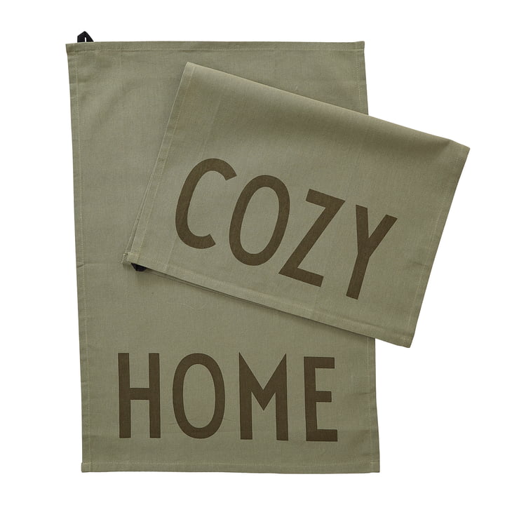 Favourite Tea towel, Cozy / Home, olive (set of 2) from Design Letters