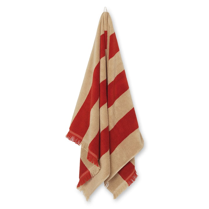 Alee Bath towel, 70 x 140 cm, light camel / red by ferm Living