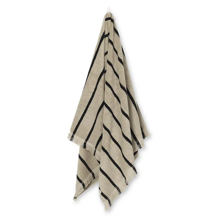 Alee Bath towel, 70 x 140 cm, sand / black by Ferm Living