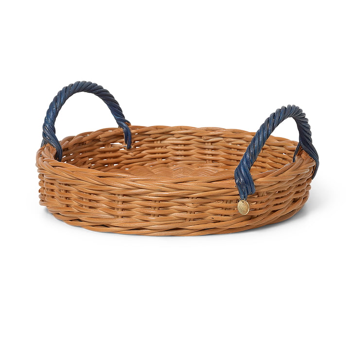 Blue Rattan tray from ferm Living in the finish natural / blue