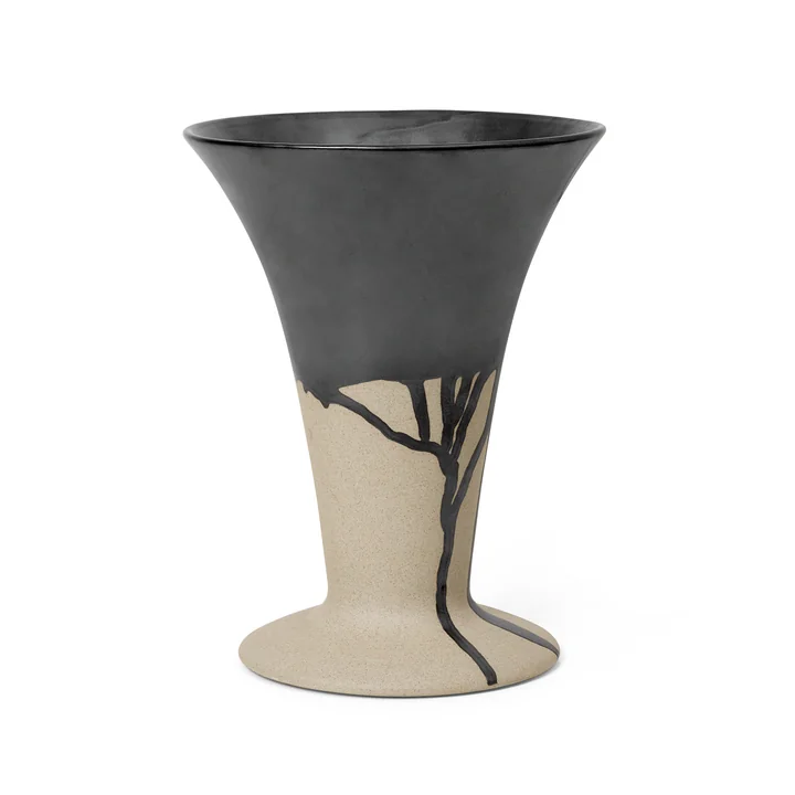 Flores Vase from Ferm Living in the version sand / black
