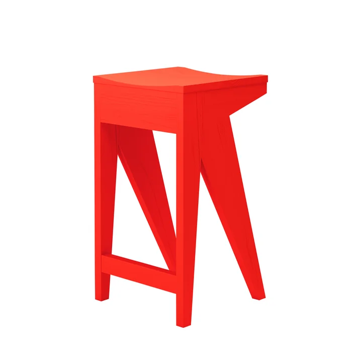 Schulz Bar stool from OUT Objekte unserer Tage in the version H 65 cm, luminous red