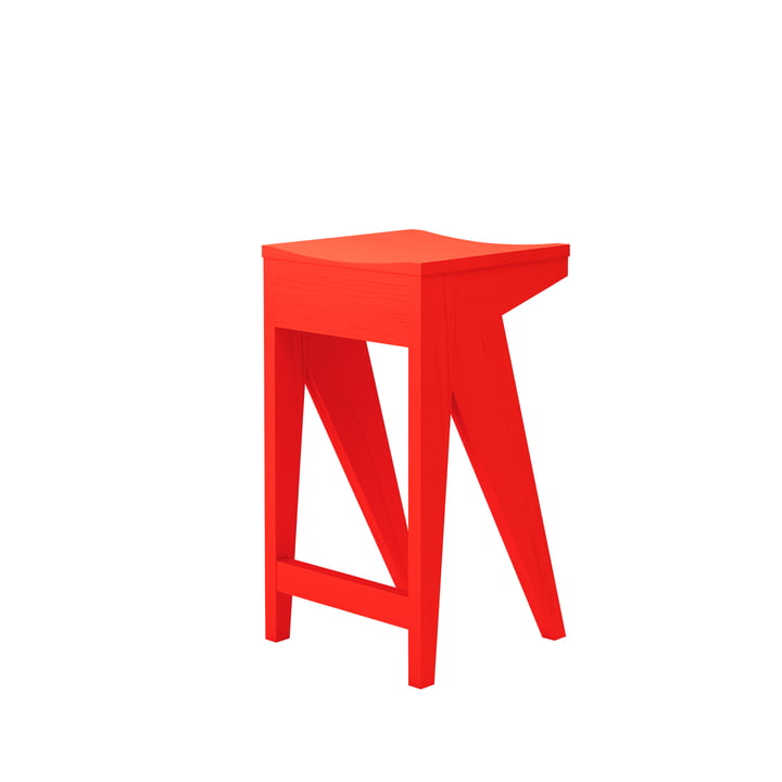 Schulz Bar stool from OUT Objekte unserer Tage in the version H 65 cm, luminous red