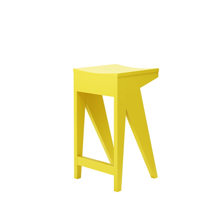 Schulz Bar stool from objects of our time in the version H 65 cm, sulfur yellow