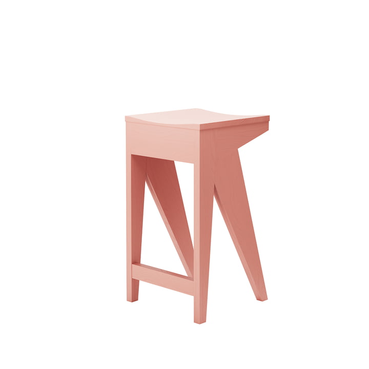 Schulz Bar stool from OUT Objekte unserer Tage in the version H 65 am, apricot pink