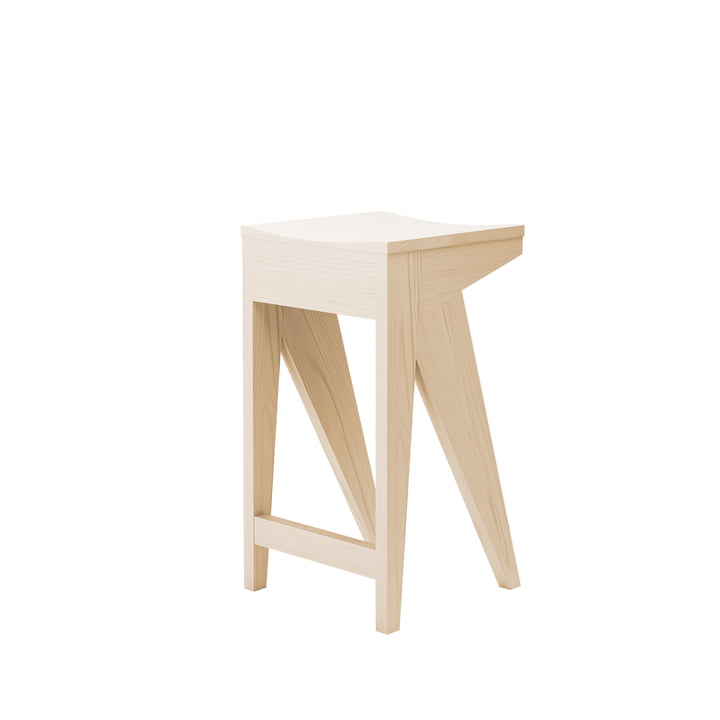 Schulz Bar stool from OUT Objekte unserer Tage in the finish ash waxed with white pigment