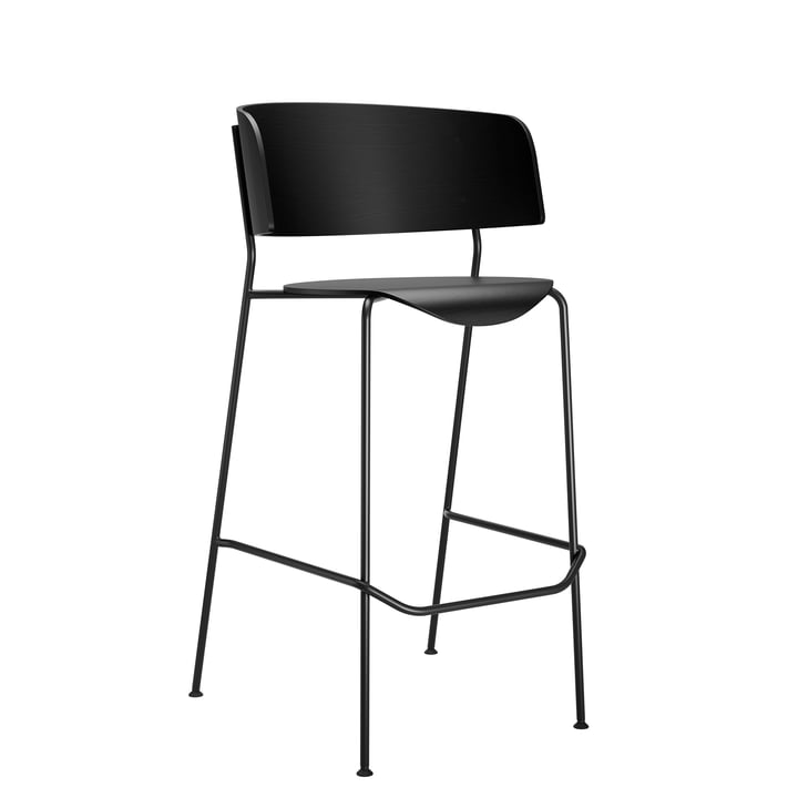 Wagner Bar stool from OUT Objekte unserer Tage in the finish oak lacquered black / black