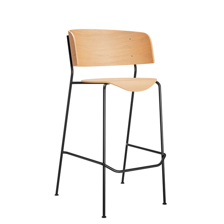 Wagner Bar stool from OUT Objekte unserer Tage in the version H 75 cm, oak matt lacquered / black