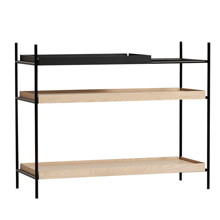 Tray Shelf low, oak / black (configuration 3) from Woud