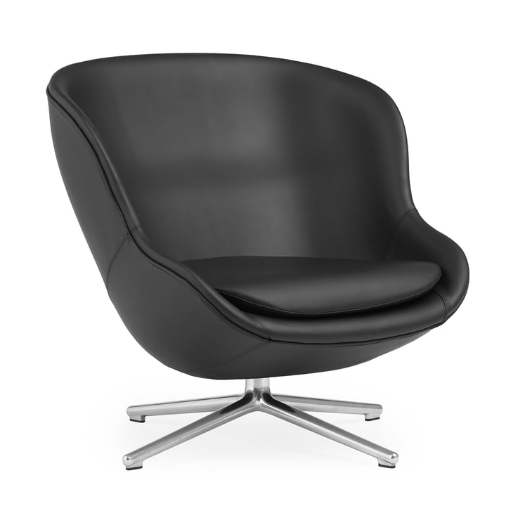 Hyg Lounge chair with swivel base from Normann Copenhagen in the finish aluminum / black