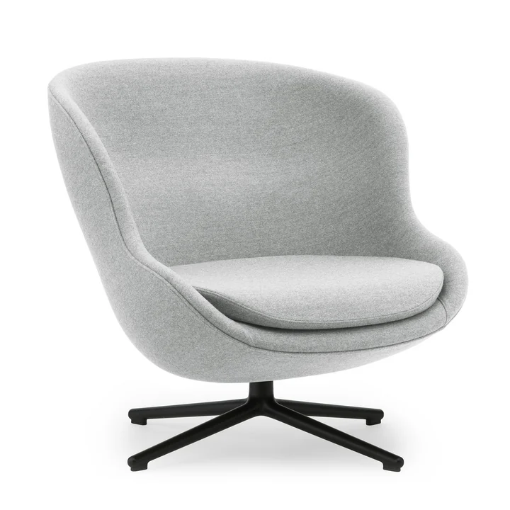 Hyg Lounge chair with swivel base from Normann Copenhagen in the finish aluminum black / gray