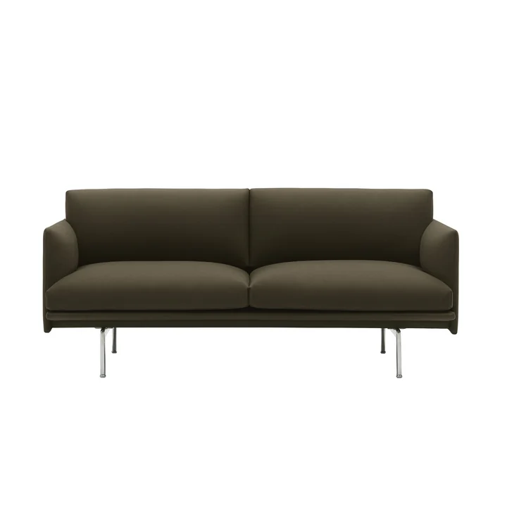 Outline Sofa 2-seater, dark green (Divina 984) / polished aluminum (EU) from Muuto