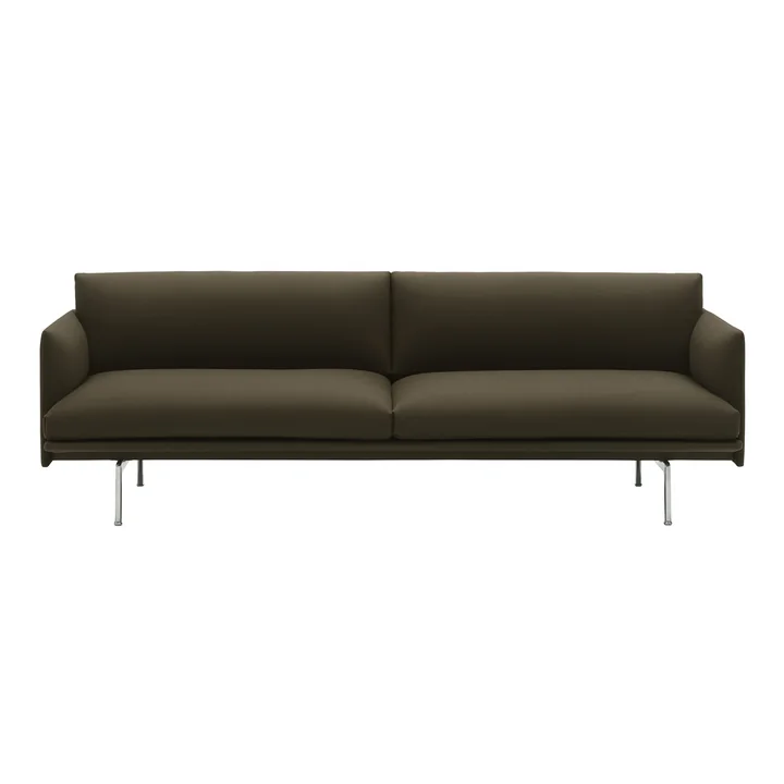 Outline Sofa 3-seater, dark green (Divina 984) / polished aluminum (EU) from Muuto