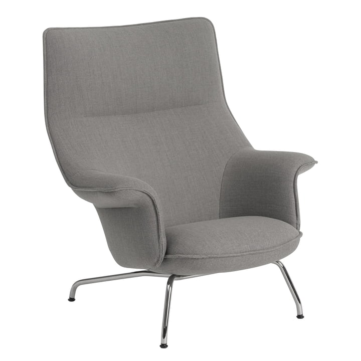 Doze Lounge Chair, base chrome / cover gray (Re-Wool 128) from Muuto