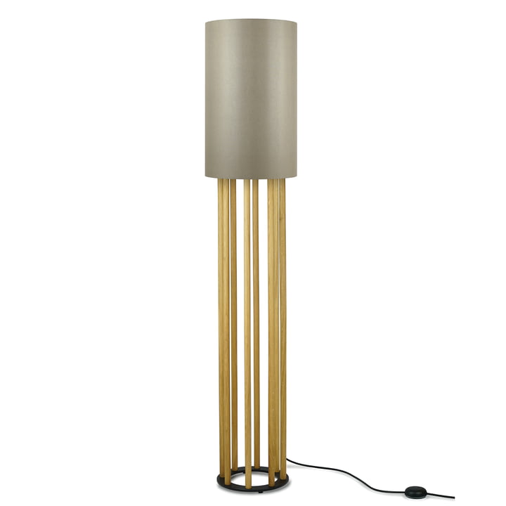 LINN HIGH VERTICAL Floor lamp from Maigrau in natural oak, bronze grey