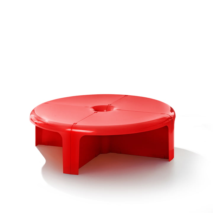 4/4 Coffee table, 30 x Ø 100 cm, red from B-Line