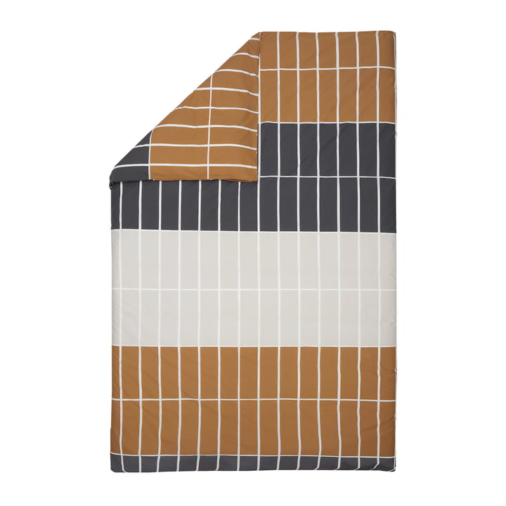 Tiiliskivi Blanket cover, 150 x 210 cm, dark brown / beige / charcoal from Marimekko