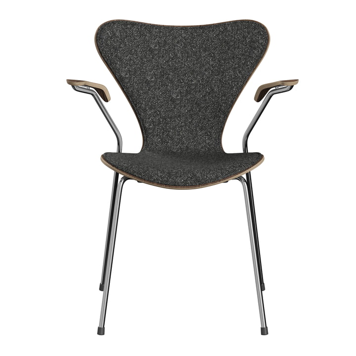 Fritz Hansen - Series 7, chair with arms, Vanir Granite brown / frame Chrome