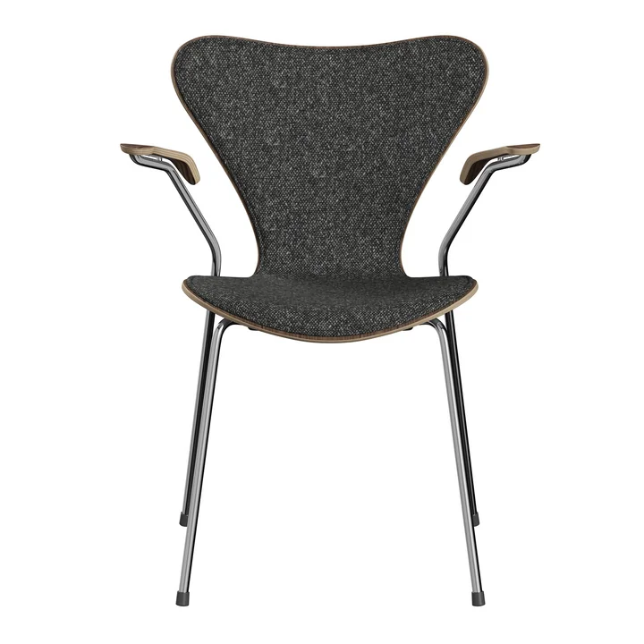 Fritz Hansen - Series 7, chair with armrests, Vanir Granite brown / Chrome frame