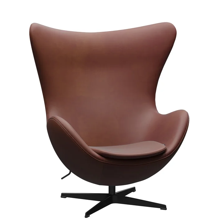Egg Chair, maroon leather from Fritz Hansen